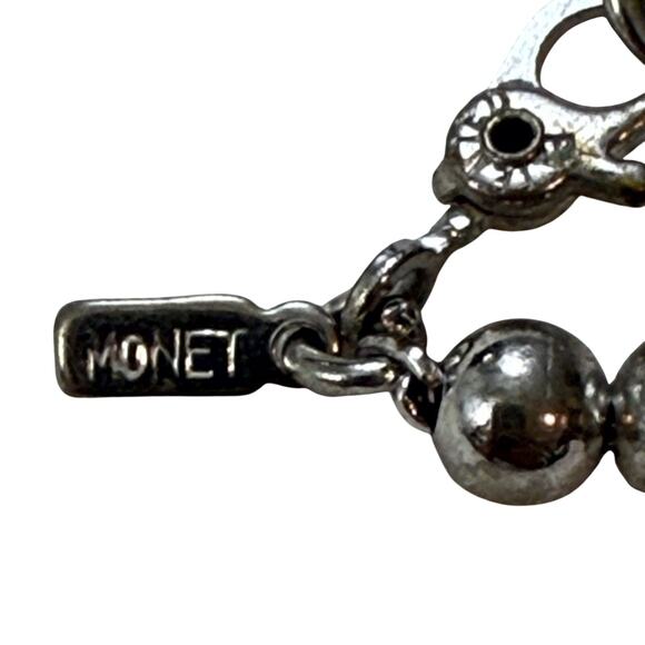 Vintage Signed MONET Silver-Tone Ball Bead Chain Necklace - Picture 15 of 16